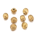 Gouden roestvrijstalen kralen met verticale strepen voor DIY sieraden maken - Stijl 24 (Streepjespatroon) / 5 Stuks / Goud