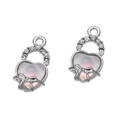 Dettaglio macro del ciondolo a cuore argento con intarsio iridescente e fiocco di strass - 10*19MM / Argento K Bianco
