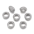 Gepolijste roestvrijstalen rondelle kralen met gevlochten textuur voor DIY sieraden maken - Stijl 11 (Geweven Patroon) / 5 Stuks / Staalkleur