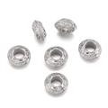 Set van zes zilveren roestvrijstalen tussenkralen met hamerslagtextuur voor DIY-armbanden - Stijl 18 (Gehamerd Patroon) / 5 Stuks / Staalkleur