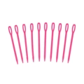 Set of 10 rose pink plastic big eye sewing needles for kids DIY knitting and crafts - Rose Red