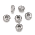 Set van zes antieke zilveren roestvrijstalen wielkralen met schubtextuur voor DIY - Stijl 20 (Reliëf Ring) / 5 Stuks / Staalkleur