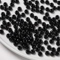 Perles en acrylique noir brillant 4x7mm à grand trou pour bijoux faits maison - Pack de 100 / Couleur solide Noir