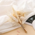 Detail of mini boho dried flower bouquet with wheat ears and white rabbit tail grass - Reed Wheat Ear