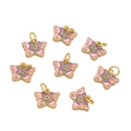 Macro shot of 8-piece pink and purple butterfly enamel charms for DIY jewelry making - 1pc/pack / Butterfly Style 4 Purple And Pink