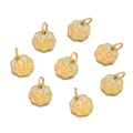 Close-up of golden enamel DIY charms with auspicious Chinese characters and patterns - 1pc/pack / Auspicious Green And Yellow