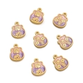 Detailed view of eight pink and purple enamel lucky pouch pendants with gold-plated edges - 1pc/pack / Fortune Bag Wealth