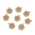 Set of 8 plum blossom alloy pendants with pink and purple enamel for DIY jewelry crafts - 1pc/pack / Flower Green Purple