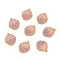 Detailed view of pink and purple lotus flower enamel charms with golden metal edges - 1pc/pack / Lotus Leaf Pink Purple