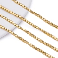 Macro detail of high-shine gold square cube hematite spacer beads for jewelry making - 3*3mm (Approx. 130 Pcs/Strand) / Bright Gold