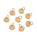 Detailed set of 8 gold finish lock charms with pink enamel and floral patterns for DIY - 1pc/pack / Peace Lock Pink
