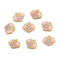 Macro detail of cloud-shaped pink and purple enamel charms with golden alloy base - 1pc/pack / Wealth Inflow Lock Pink Purple