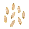 Double-hole pink enamel charm with golden border and Chinese character for smooth luck - 1pc/pack / Smooth Life Pink