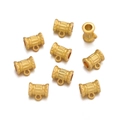 Macro view of gold alloy barrel charms with vertical stripes for DIY jewelry making - 1pc/pack / Matte Gold-079