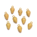 Macro detail of nine golden waterdrop alloy pendants with intricate leaf texture for DIY jewelry - 1pc/pack / Matte Gold-080