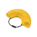 Close-up of yellow plastic ring sizers on a black metal loop for finger measuring - 1 Piece / Yellow