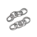 Macro shot of silver plated four-link iron chains for DIY key ring extensions - White K/Silver