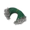 Macro shot of 2mm green wax cord with silver lobster clasps and metal end clips - 10pcs/pack / Green