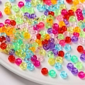 Perles acryliques colorées 4x7mm à grand trou pour bijoux DIY et chaînes de téléphone - Pack de 100 / Mixte Transparent