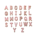 Flat lay of pink enamel and gold-plated 10mm alloy alphabet charms A-Z for DIY jewelry - Letter A / 5 Pieces / Pink