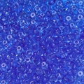 Flat round blue glass beads with glossy finish and central hole for DIY jewelry making - 50 Pieces/Pack (3x6.5mm/Hole 1.5mm) / Transparent Dark Blue