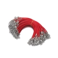 Red 2mm waxed cord lanyard with silver lobster clasp and metal end caps for DIY - 10pcs/pack / Red