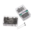 Spilli da sarta da 1,5 pollici in acciaio con teste di perle grigio scuro in scatola - Scatola da 100 Pezzi / Circa 19,5g / Nero