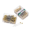 Set di 2 scatole di spilli da sarta dorati con testa rotonda in acciaio inox da 38mm - Scatola da 100 Pezzi / Circa 19,5g / Oro