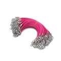 Rose red 2mm waxed cord lanyard with silver lobster clasps for DIY jewelry making - 10pcs/pack / Rose Red