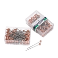 Spilli da sarta in acciaio inossidabile oro rosa da 1,5 pollici in scatola trasparente - Scatola da 100 Pezzi / Circa 19,5g / Oro rosa