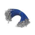Blue 2mm Korean wax cord with silver alloy lobster clasps for DIY jewelry making - 10pcs/pack / Sapphire Blue