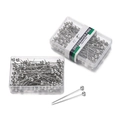Spilli con testa tonda argentata in scatola di plastica trasparente 1 1/2 pollice - Scatola da 100 Pezzi / Circa 19,5g / Argento