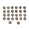 Détail de 26 perles alphabétiques en alliage avec émail noir pour la création de bijoux DIY - Lettre A / Noir (Lot de 5)