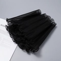 Macro shot of black pleated chiffon fabric with ruffled edges for flower bouquet decor - Black Plain Edge