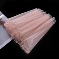 Detail of pink pleated wavy mesh ribbon with delicate pearl edge for bouquet wrapping - Korean Pink Plain Edge
