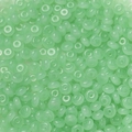 Flat round mint green glass beads with translucent finish for DIY jewelry crafts - 50 Pieces/Pack (3x6.5mm/Hole 1.5mm) / Faux Jade Green