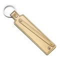 Detailed close-up of champagne gold PU leather keychain with metallic rivet and stitching - Gold