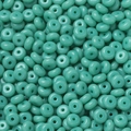 Flat round mint green glass abacus beads for handmade DIY jewelry crafting and phone chains - 50 Pieces/Pack (3x6.5mm/Hole 1.5mm) / Baked Lake Green