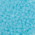 Flat round light blue glass beads for DIY jewelry with smooth translucent finish - 50 Pieces/Pack (3x6.5mm/Hole 1.5mm) / Light Blue (Jade-Like)