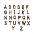 10mm set of 26 alphabet beads in gold and black enamel for DIY jewelry making - Letter A / 5 Pieces / Black
