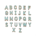 26 light blue enamel alphabet beads A-Z in gold alloy for DIY jewelry crafting - Letter A / 5 Pieces / Blue
