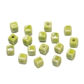 Light green 6.5mm square ceramic cube spacer beads with a glossy glazed finish for DIY jewelry - 20 Pieces/Pack (6.5mm) / Yellow & Green