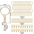 Golden 25mm key ring with chain, lobster clasp, and jump rings set for DIY jewelry - Gold