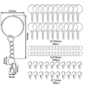 Macro detail of 25mm key rings with lobster clasps and jump rings for DIY jewelry - White Gold