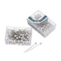 Two boxes of 1.5 inch dressmakers pins with white pearl heads and metal shafts - Nickel / White