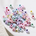 Colorful 6mm acrylic cube beads with letter C for DIY jewelry making and bracelets - Letter C Style / 100 Pieces (6x6mm/Hole 3.4mm)