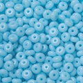 Sky blue flat round glass beads 3x6.5mm with center hole for DIY jewelry making - 50 Pieces/Pack (3x6.5mm/Hole 1.5mm) / Lacquer Light Blue