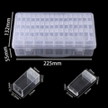 Detailed macro view showing transparent PP storage box dimensions and inner compartment sizes - 56 Grids Box