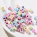 6x6mm white acrylic cube beads with colorful letter G for DIY jewelry making - Letter G Style / 100 Pieces (6x6mm/Hole 3.4mm)