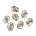 DIY gold alloy pressed dry flower charms with blue and white resin for jewelry making - Blue Flower Style